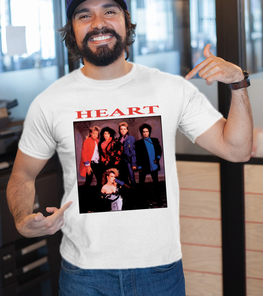 Heart Band Group Photo With Bold Red T-Shirt