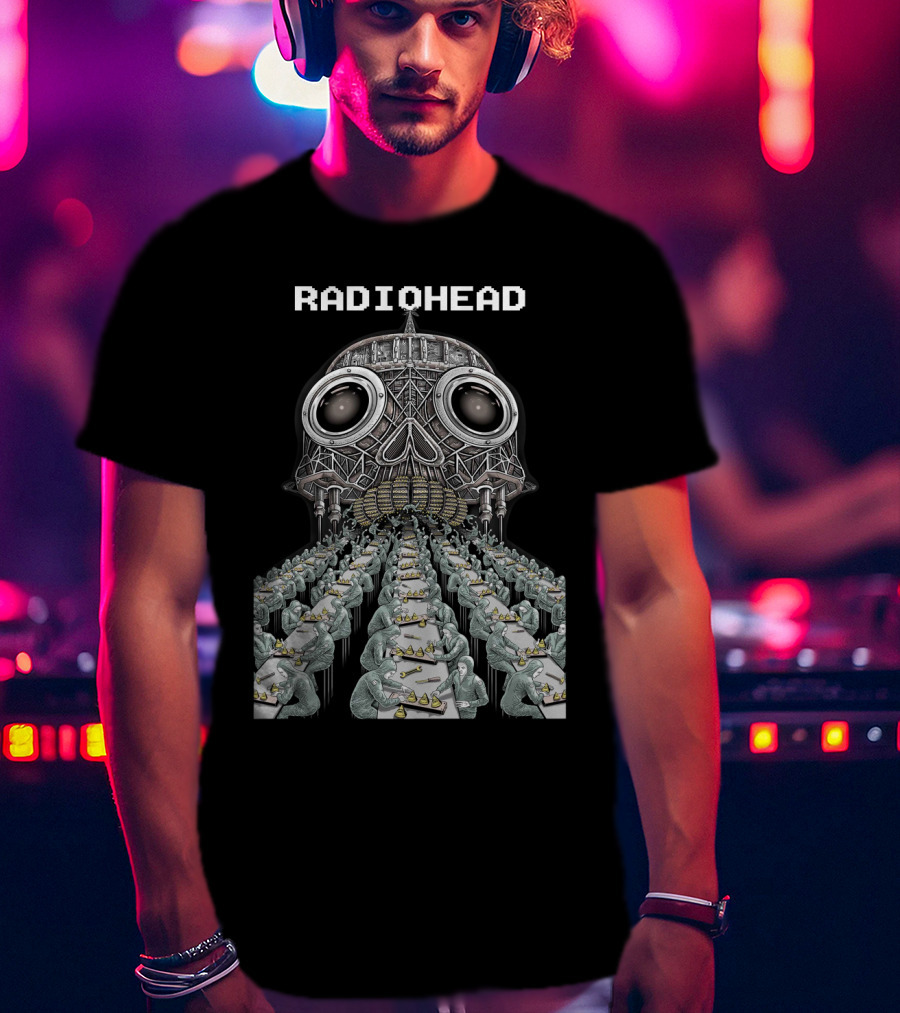 Radiohead Skull Factory Assembly Line Art T-Shirt