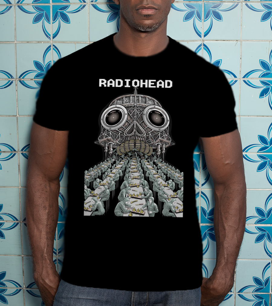 Radiohead Skull Factory Assembly Line Art T-Shirt