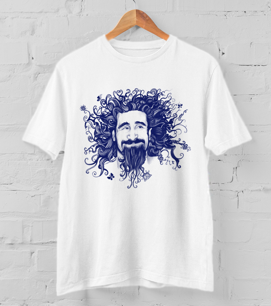 Soad Serj Tankian Psychedelic Blue Illustration T-Shirt