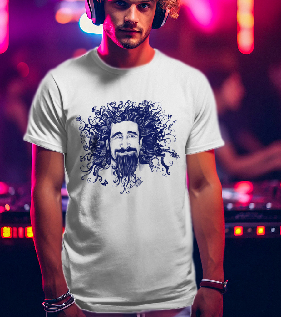 Soad Serj Tankian Psychedelic Blue Illustration T-Shirt