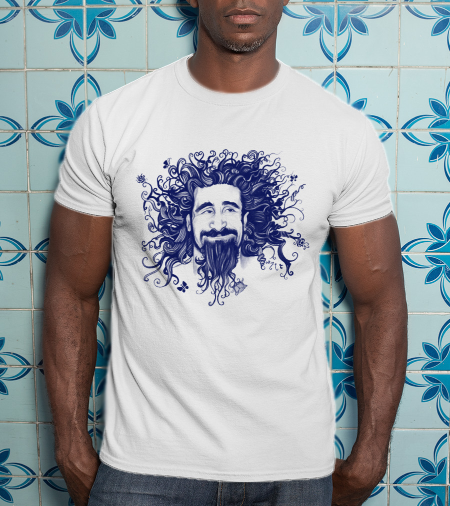 Soad Serj Tankian Psychedelic Blue Illustration T-Shirt