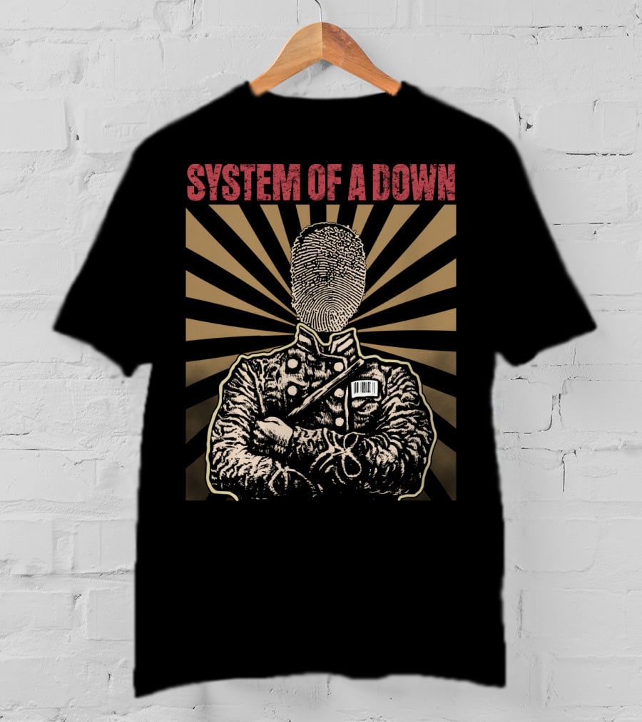 System Of A Down Fingerprint Portrait Starburst T-Shirt