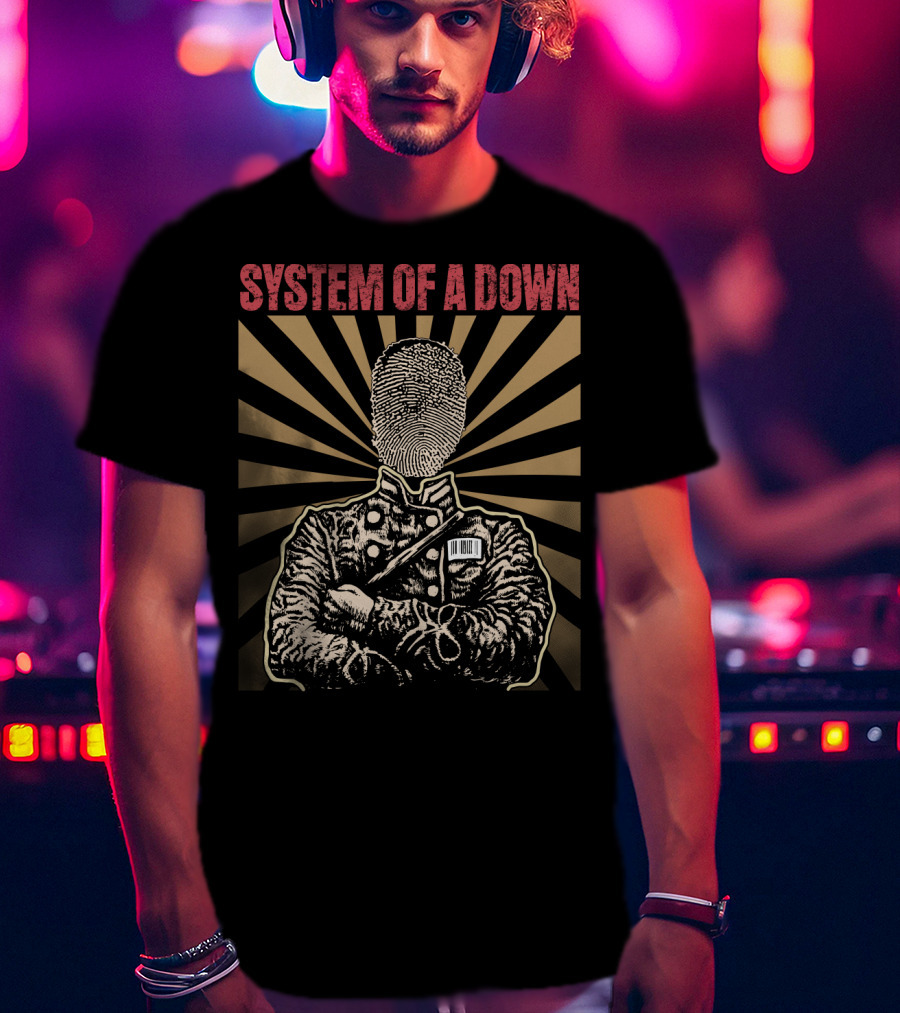 System Of A Down Fingerprint Portrait Starburst T-Shirt