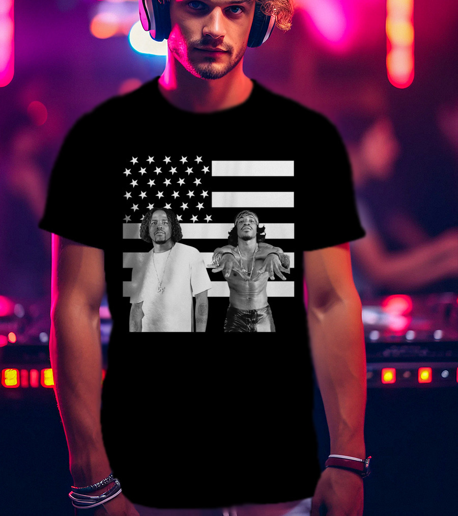 Outkast American Flag Style Black And White Duo T-Shirt