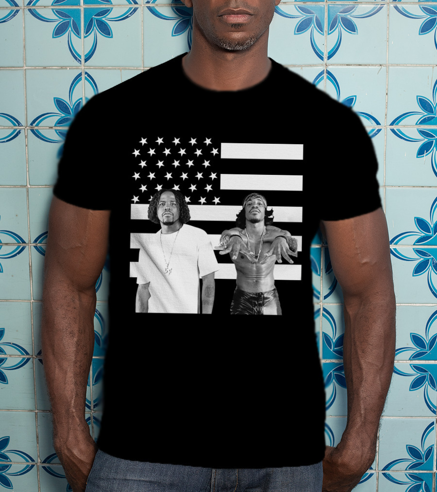 Outkast American Flag Style Black And White Duo T-Shirt