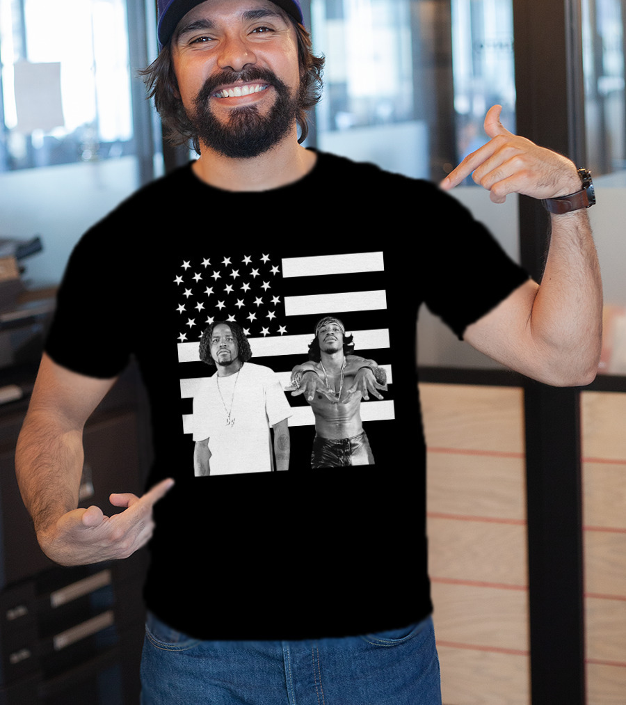 Outkast American Flag Style Black And White Duo T-Shirt
