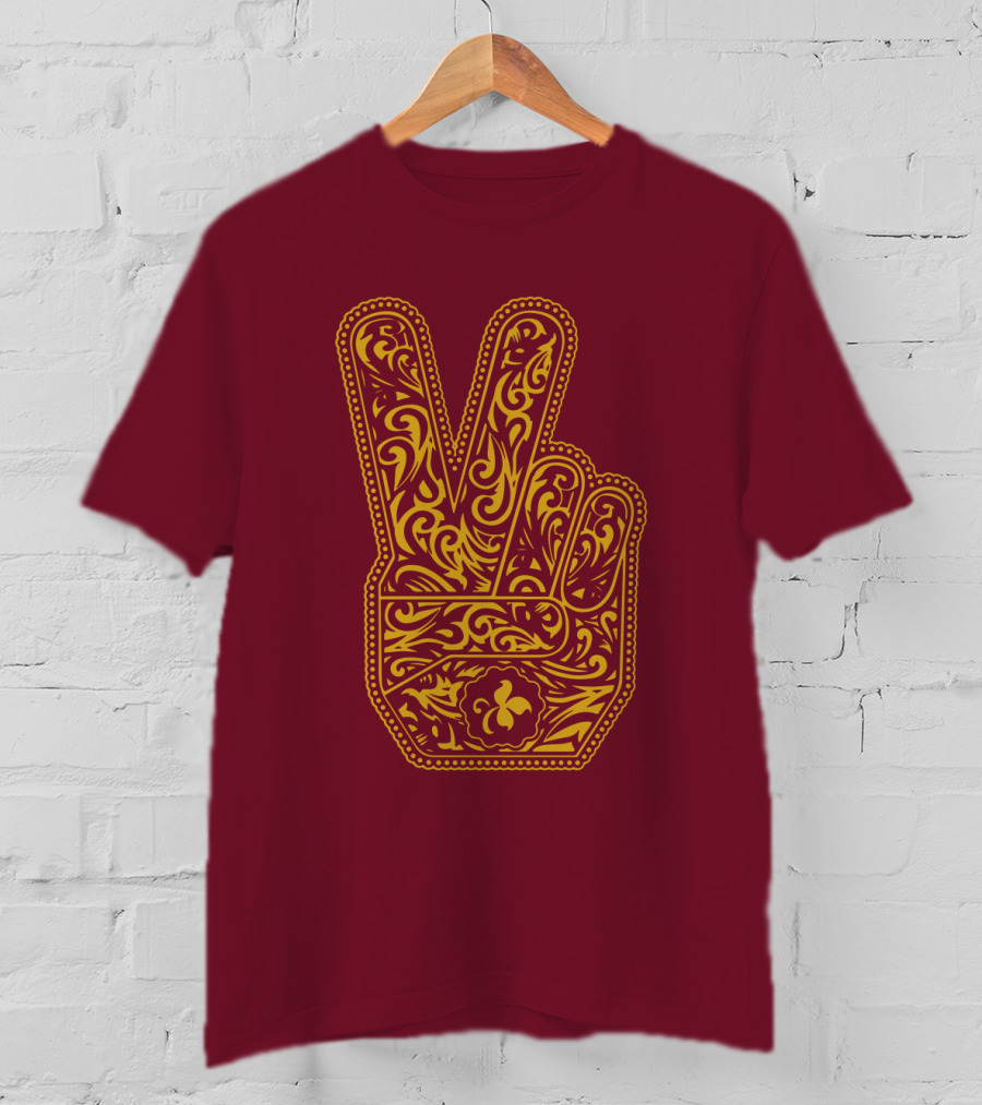 Stp Peace Hand Vintage Ornate Fleur-De-Lis T-Shirt