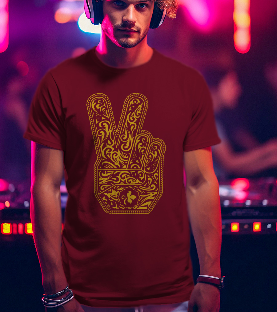 Stp Peace Hand Vintage Ornate Fleur-De-Lis T-Shirt