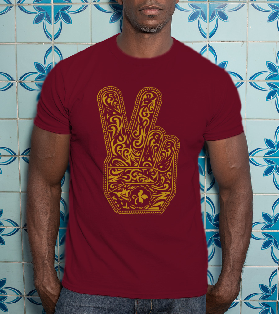 Stp Peace Hand Vintage Ornate Fleur-De-Lis T-Shirt