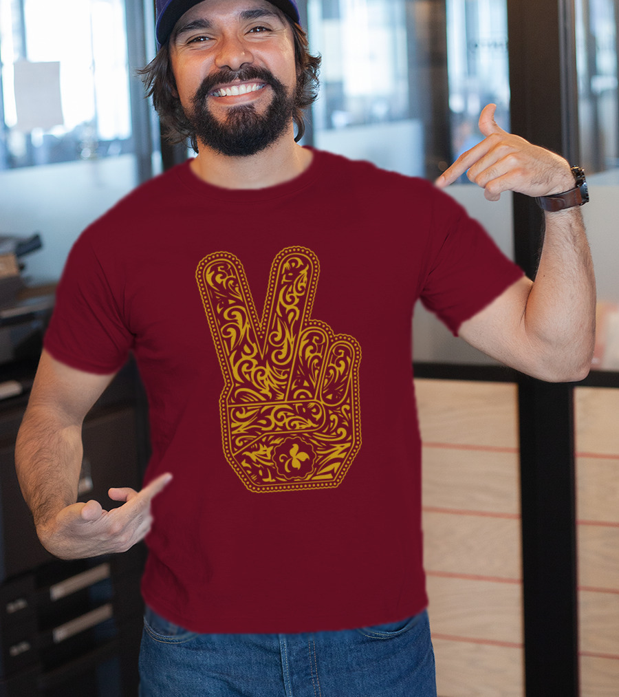 Stp Peace Hand Vintage Ornate Fleur-De-Lis T-Shirt