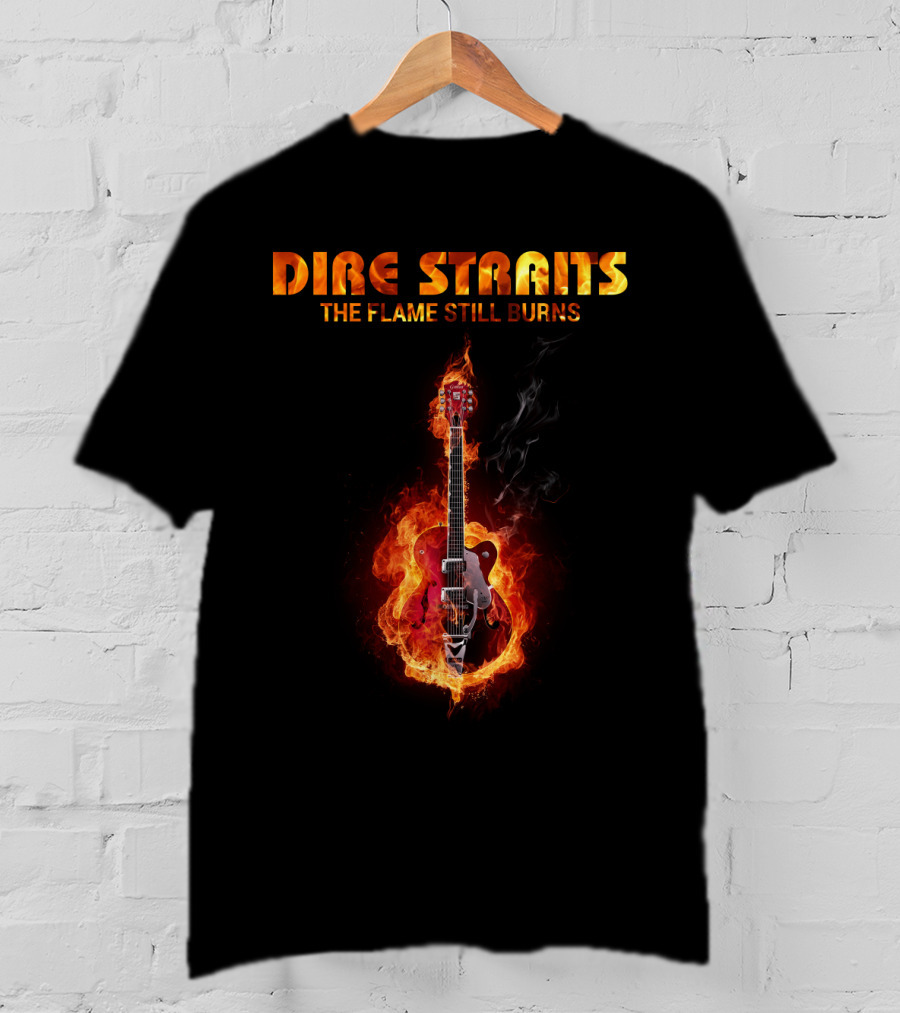 Dire Straits The Flame Still Burns Gibson Les Paul Guitar Inferno T-Shirt