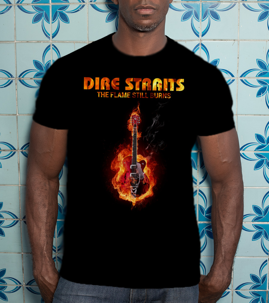Dire Straits The Flame Still Burns Gibson Les Paul Guitar Inferno T-Shirt