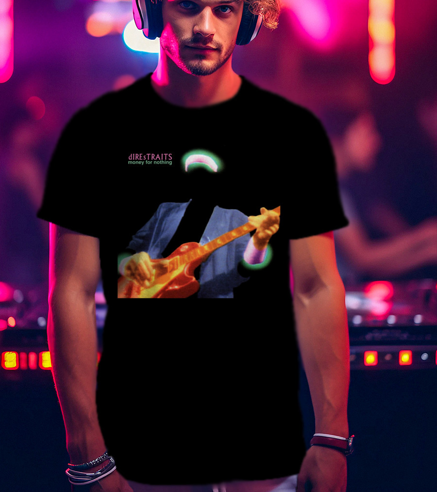 Dire Straits Money For Nothing Iconic Neon Guitar T-Shirt
