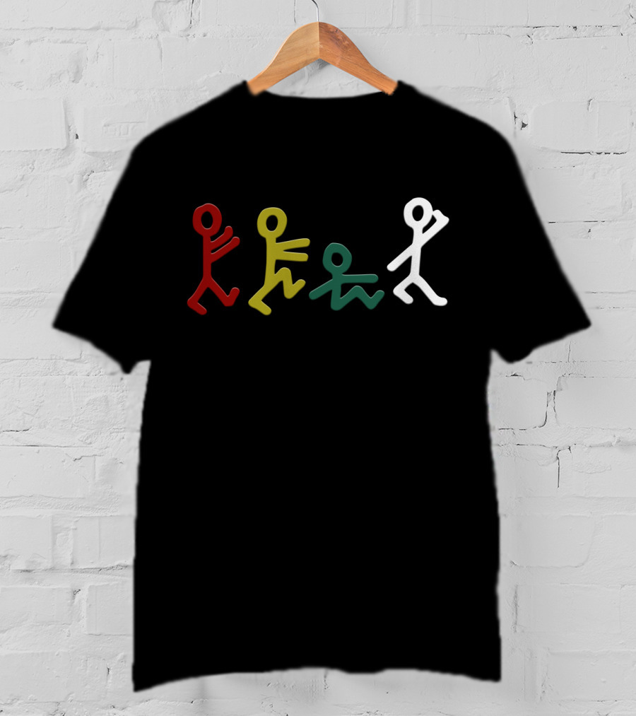 Atcq Stick Figures Red Green Yellow White T-Shirt