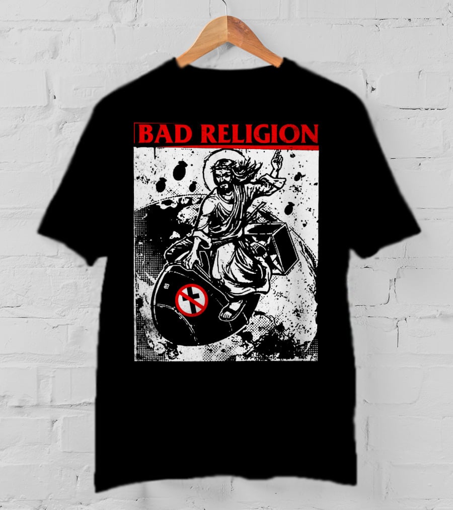 Bad Religion Jesus Riding Bomb Artwork T-Shirt