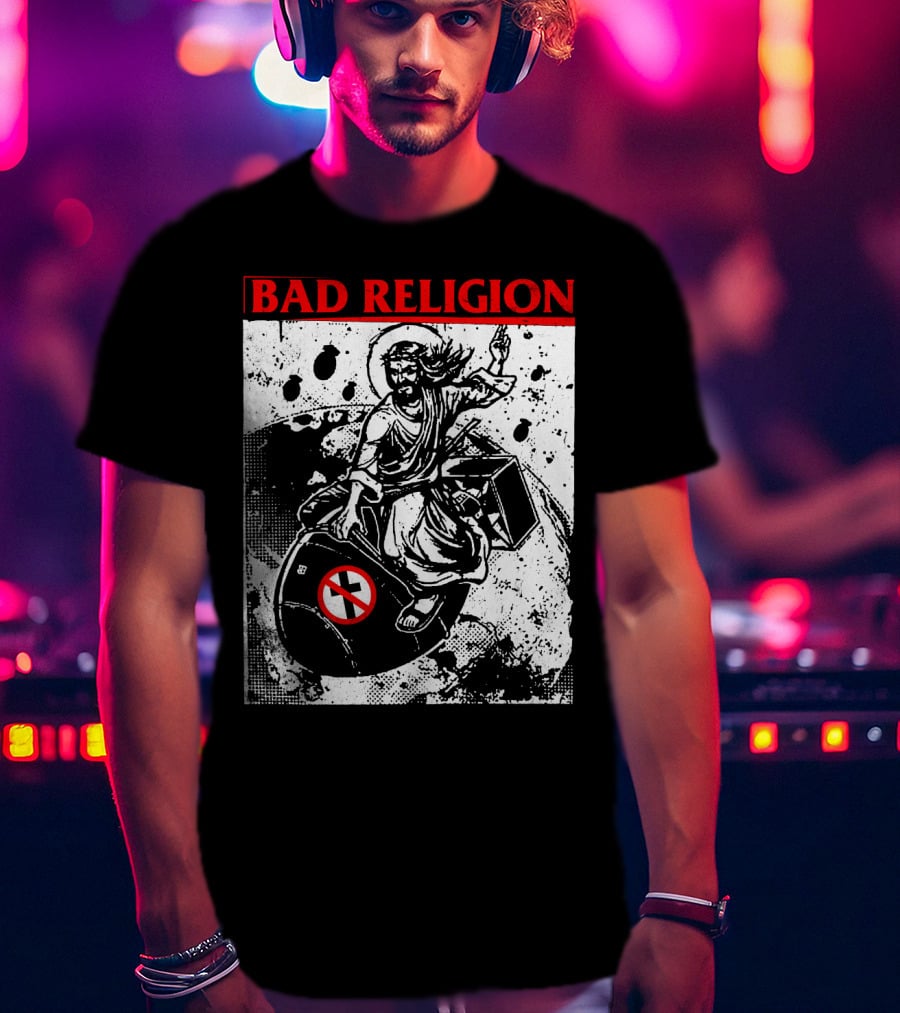 Bad Religion Jesus Riding Bomb Artwork T-Shirt
