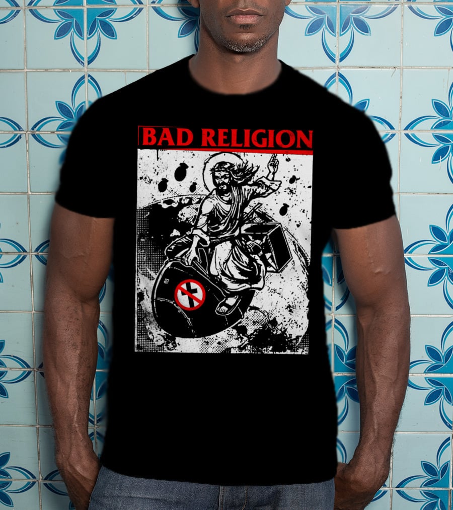 Bad Religion Jesus Riding Bomb Artwork T-Shirt