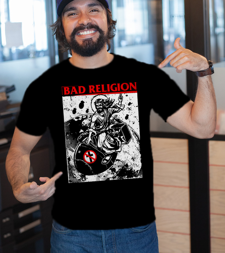 Bad Religion Jesus Riding Bomb Artwork T-Shirt