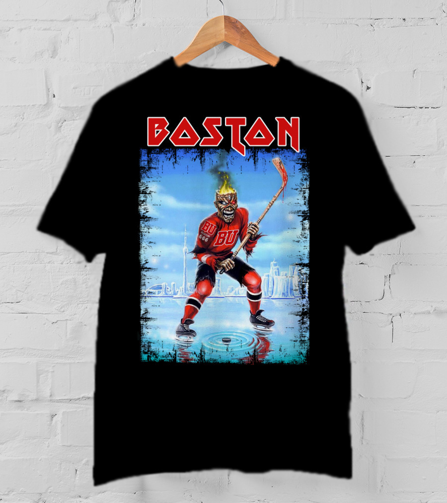 Boston University Terriers Hockey Skeleton Warrior T-Shirt