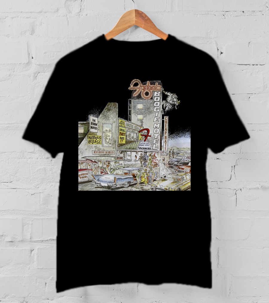 Foghat Boogie Motel Nervous Rex No Vacancies Retro Cars Scene T-Shirt