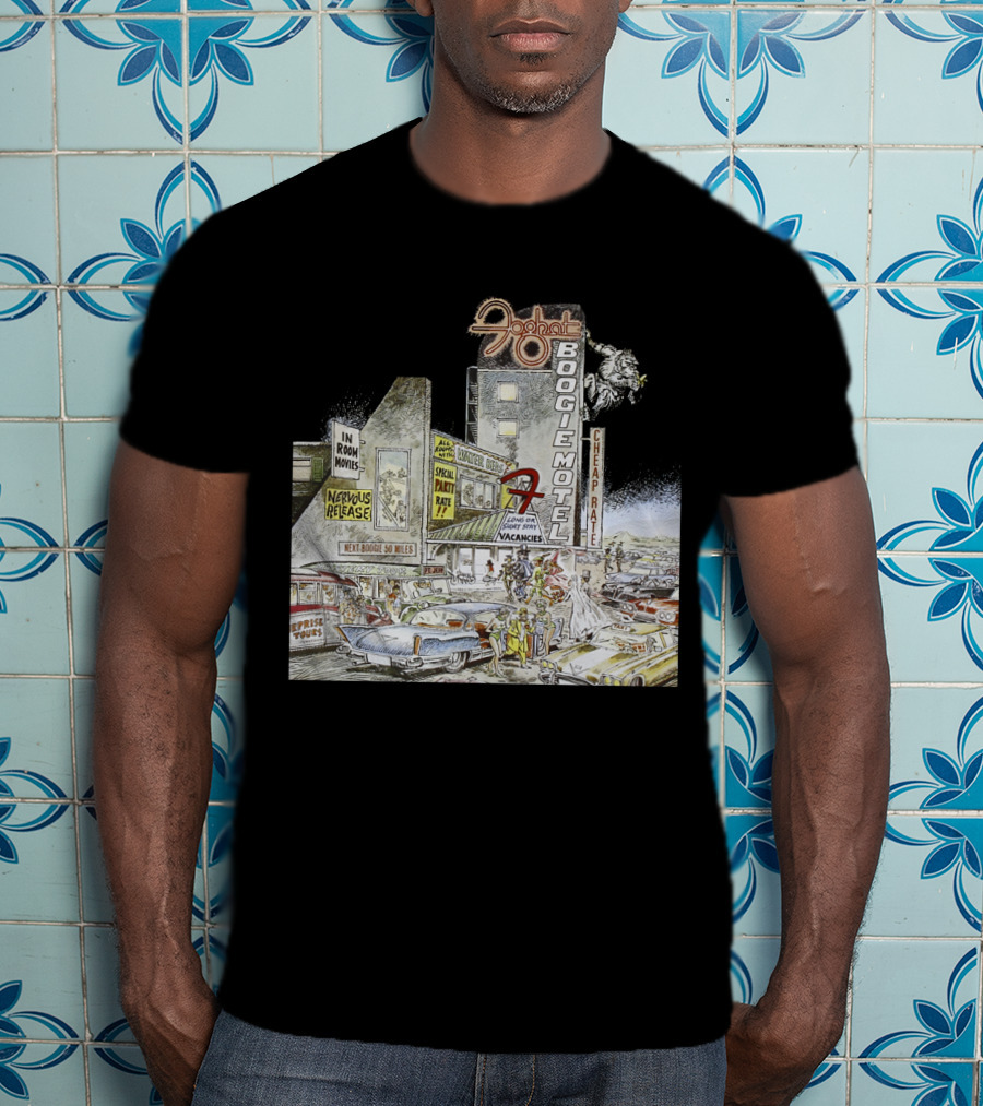 Foghat Boogie Motel Nervous Rex No Vacancies Retro Cars Scene T-Shirt
