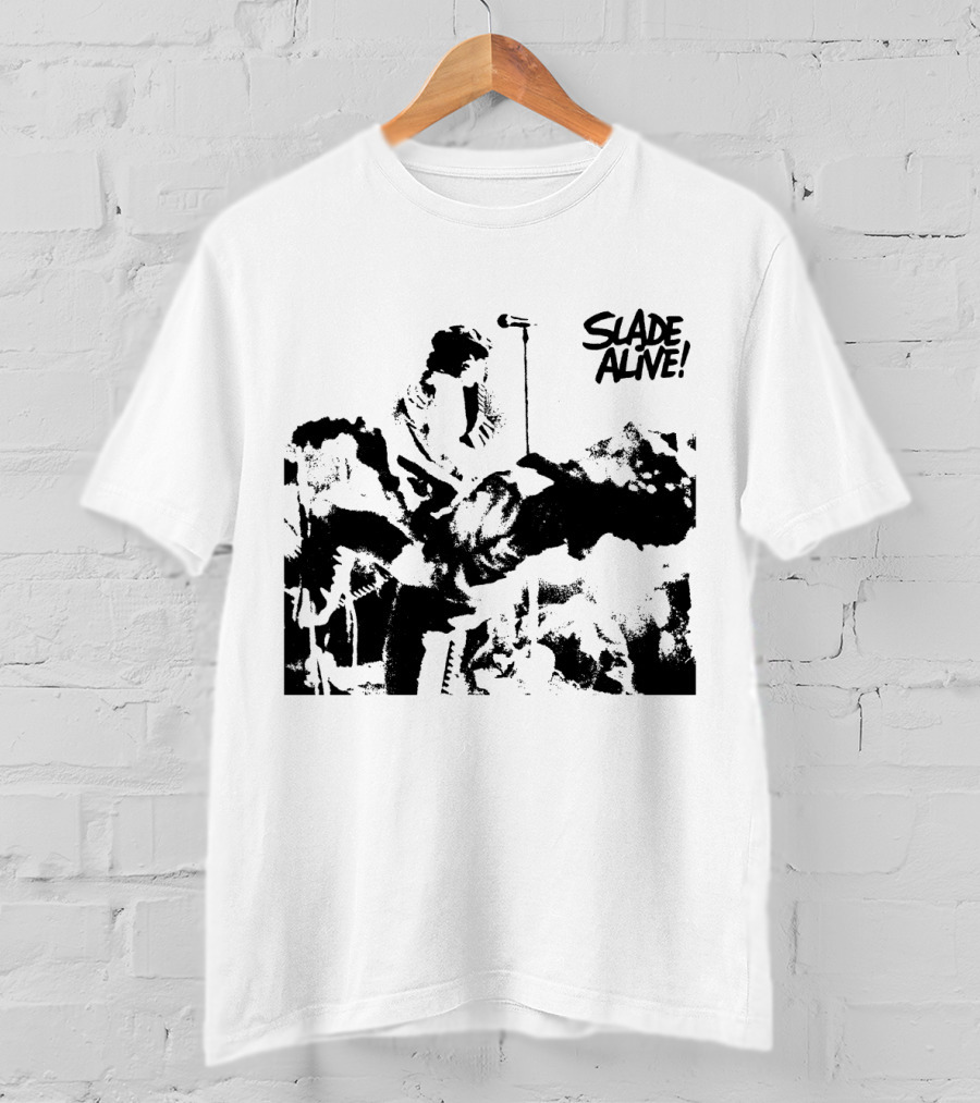 Slade Alive! Retro Concert Photo Black And White T-Shirt