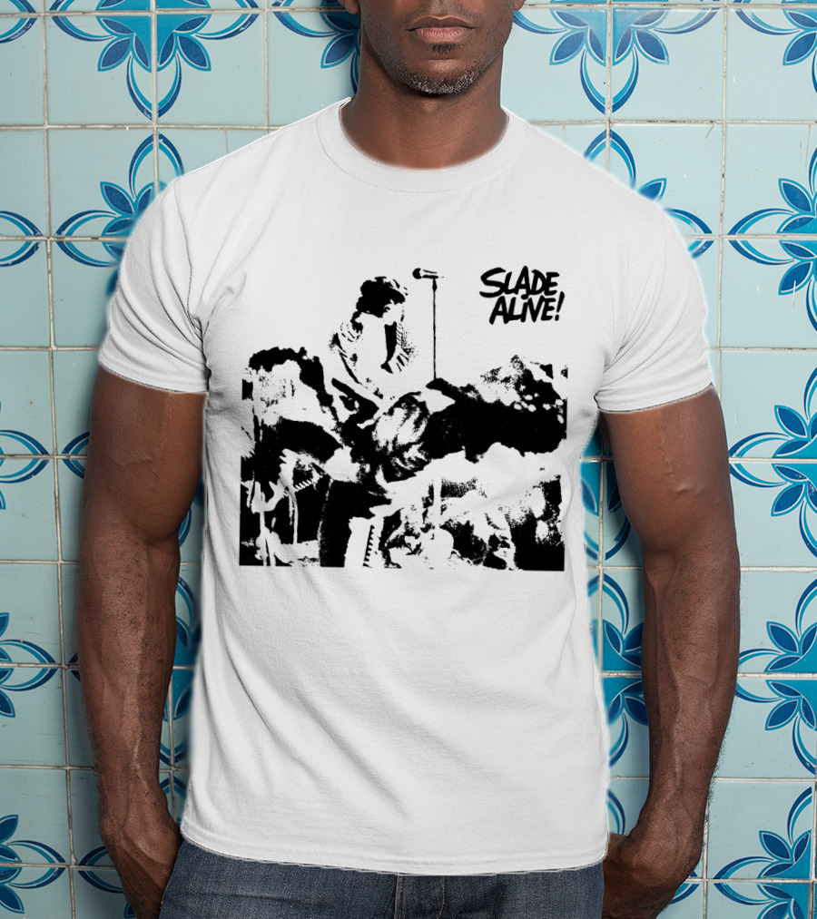 Slade Alive! Retro Concert Photo Black And White T-Shirt