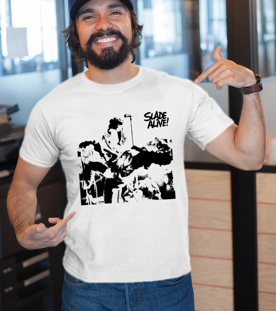 Slade Alive! Retro Concert Photo Black And White T-Shirt