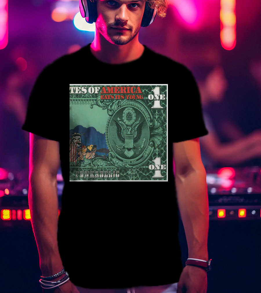 Fkdl United States Of America Eats Its Young Currency Satire T-Shirt