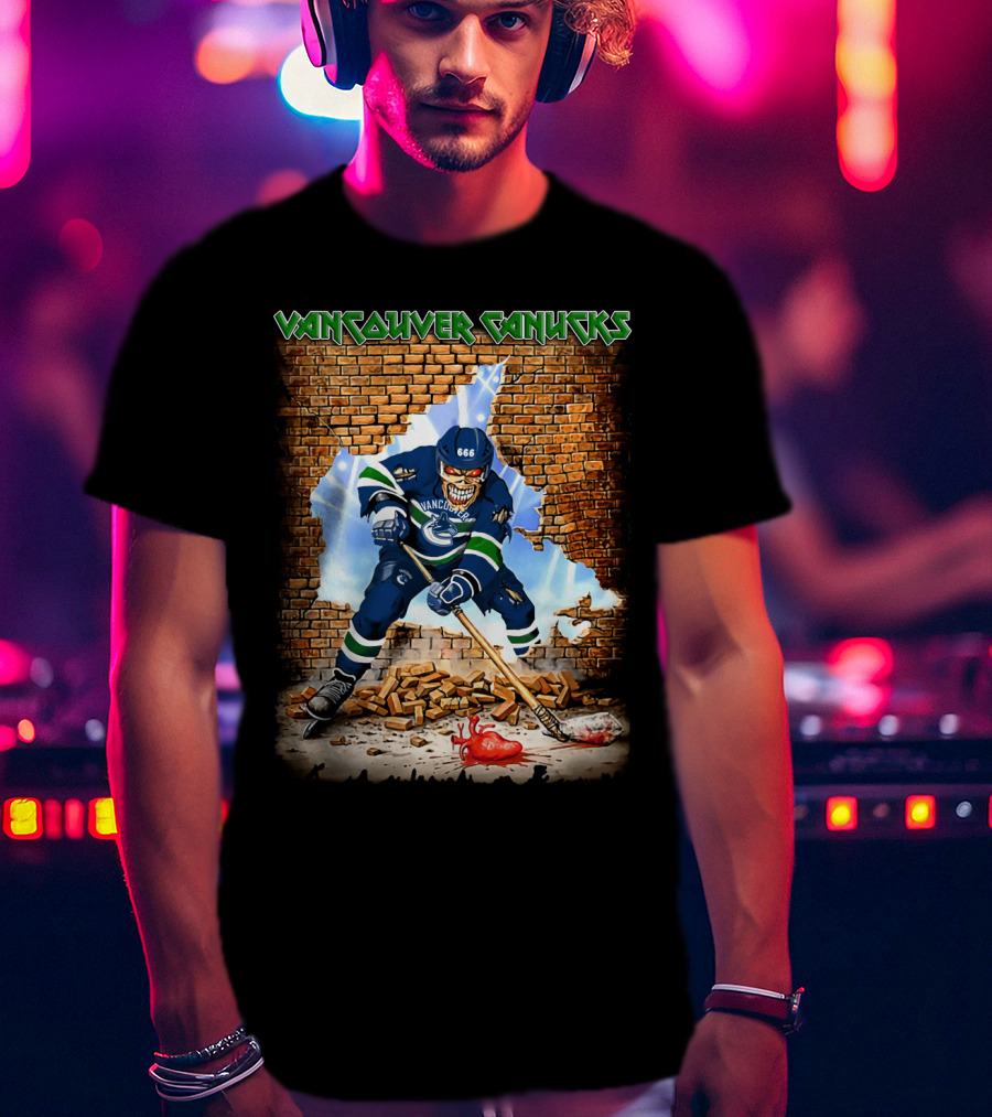 Vancouver Canucks Zombie Player Breaking Through Wall T-Shirt