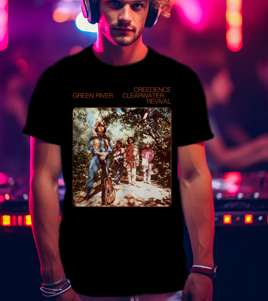 Creedence Clearwater Revival Green River Album Cover Group Photo T-Shirt