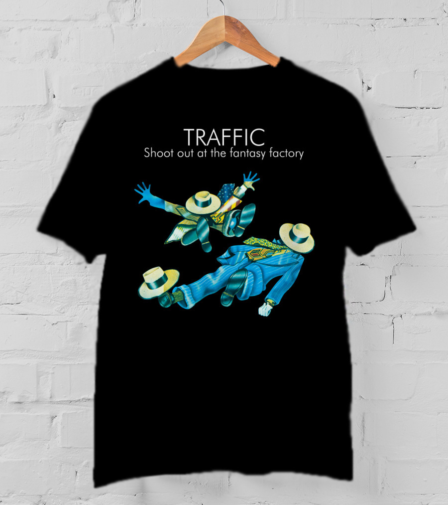 Traffic Shoot Out At The Fantasy Factory Psychedelic Figures Floating With Hats And Suits T-Shirt