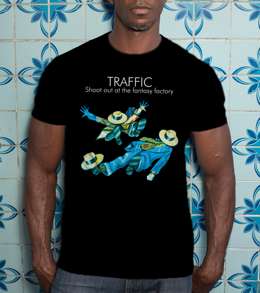 Traffic Shoot Out At The Fantasy Factory Psychedelic Figures Floating With Hats And Suits T-Shirt