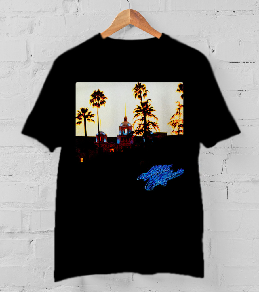 The Eagles Hotel California Neon Palm Sunset T-Shirt