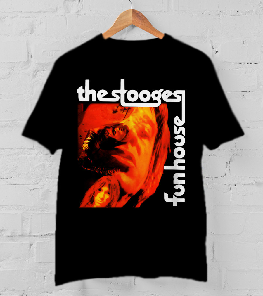 The Stooges Fun House 1970 Album Cover Art With Band Faces In Red And Orange T-Shirt