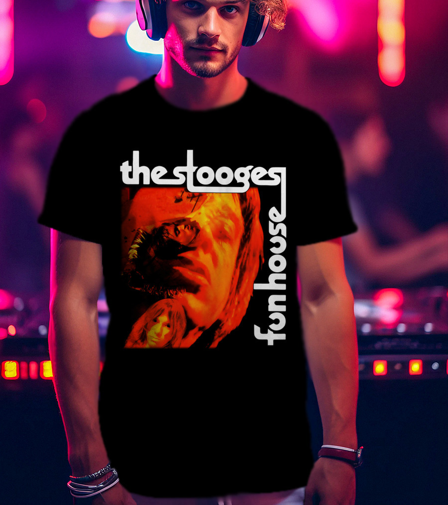 The Stooges Fun House 1970 Album Cover Art With Band Faces In Red And Orange T-Shirt