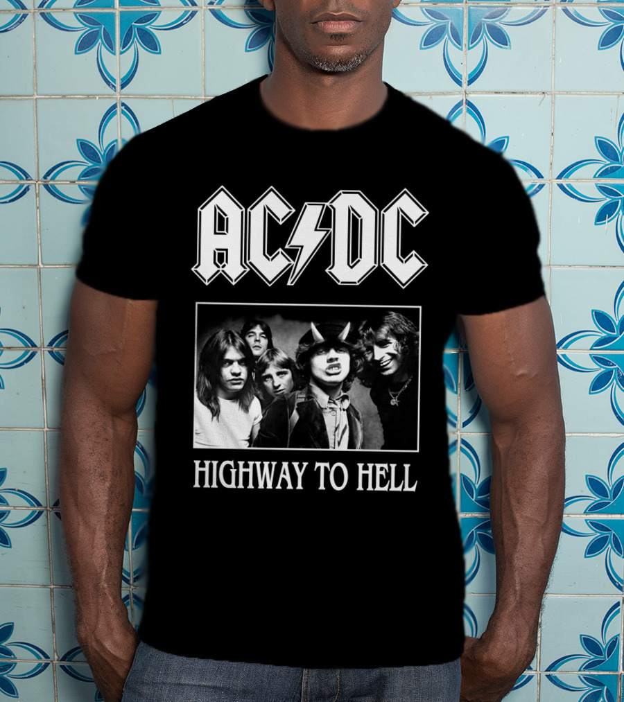 Ac Dc Highway To Hell Band Photo T-Shirt
