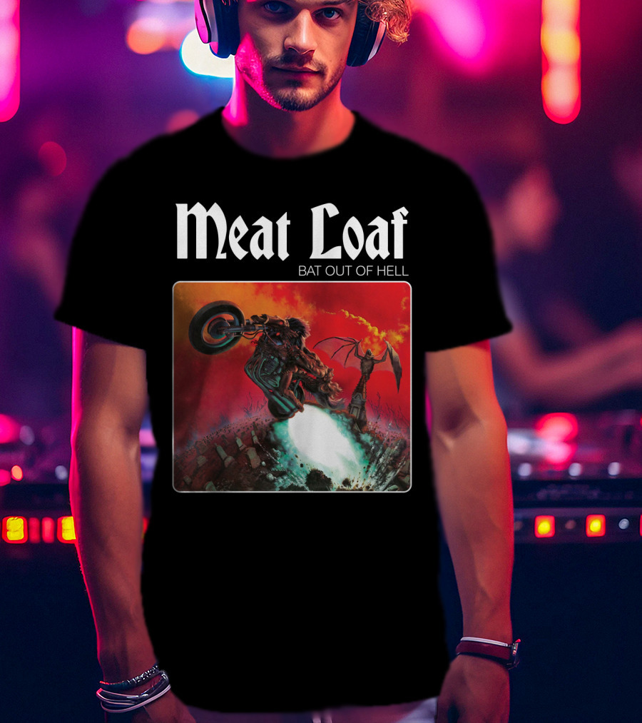 Meat Loaf Bat Out Of Hell Motorcycle And Bat T-Shirt