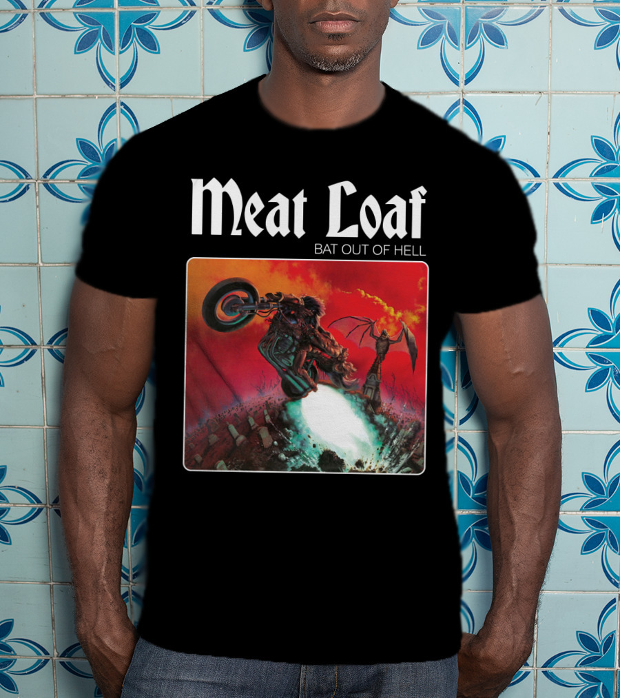 Meat Loaf Bat Out Of Hell Motorcycle And Bat T-Shirt