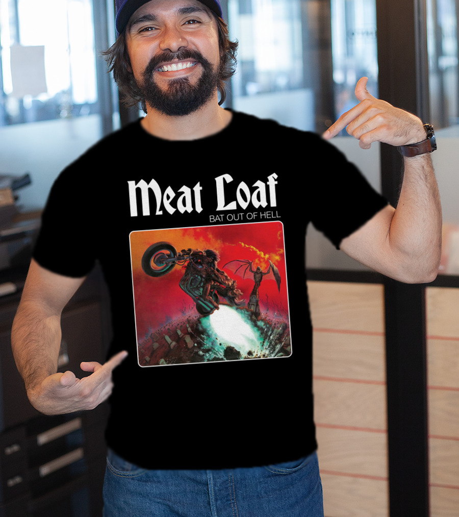 Meat Loaf Bat Out Of Hell Motorcycle And Bat T-Shirt
