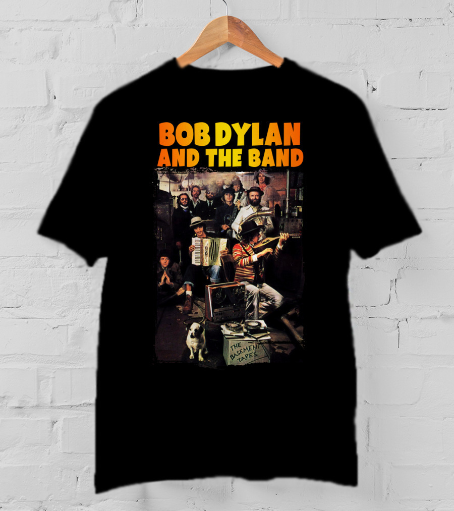 Bob Dylan And The Band The Basement Tapes Group Photo With Instruments And Dog T-Shirt