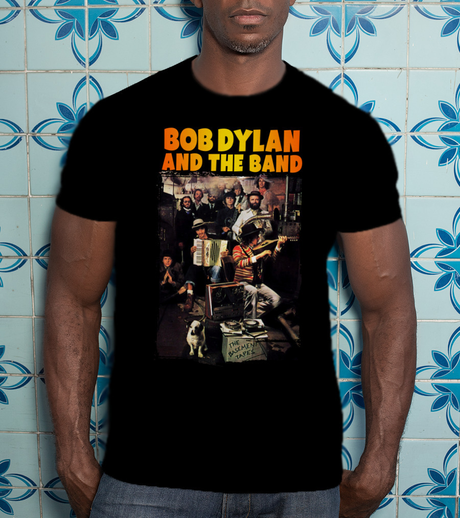 Bob Dylan And The Band The Basement Tapes Group Photo With Instruments And Dog T-Shirt
