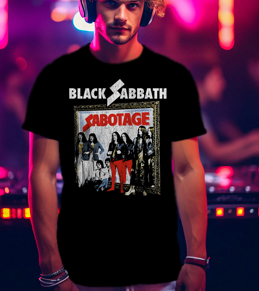 Black Sabbath Sabotage Band Photo IN Frame T-Shirt
