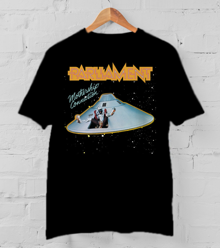 Parliament Funkadelic Mothership Connection Album Cover Iconic Spaceship T-Shirt
