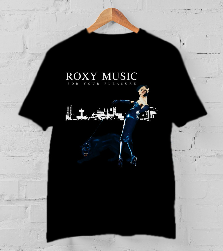 Roxy Music For Your Pleasure Album Cover With Lady And Panther City Skyline T-Shirt