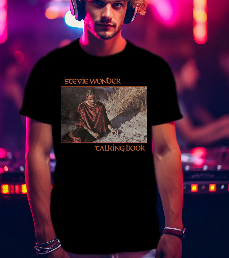 Stevie Wonder Sitting In Sand Talking Book Cover T-Shirt