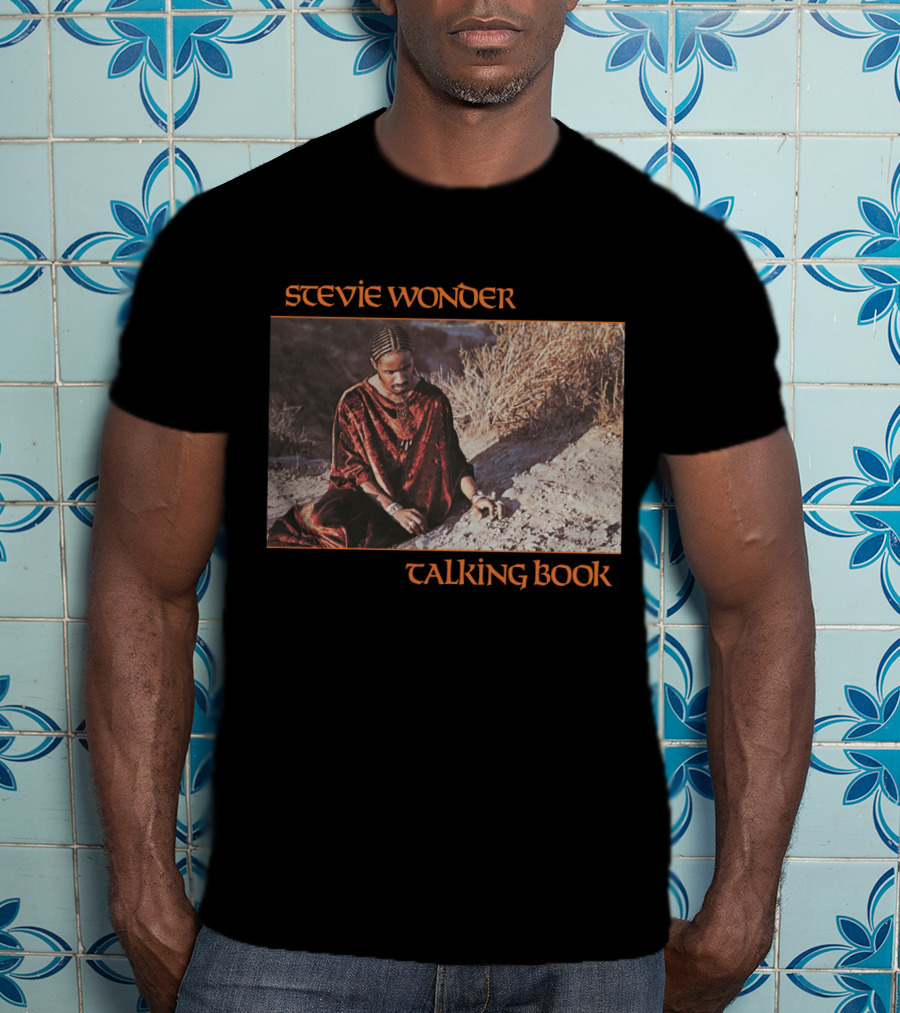 Stevie Wonder Sitting In Sand Talking Book Cover T-Shirt