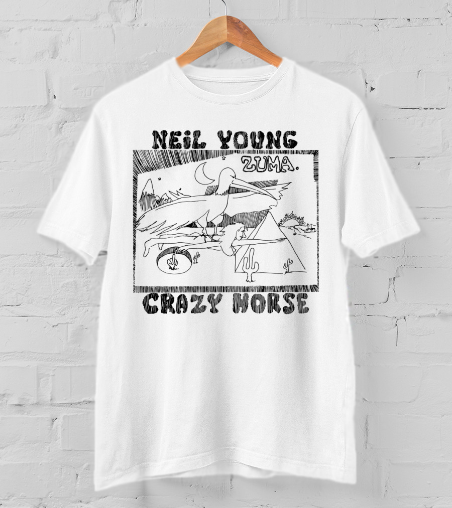 Neil Young Crazy Horse Zuma Desert Scene Eagle And Pyramid T-Shirt