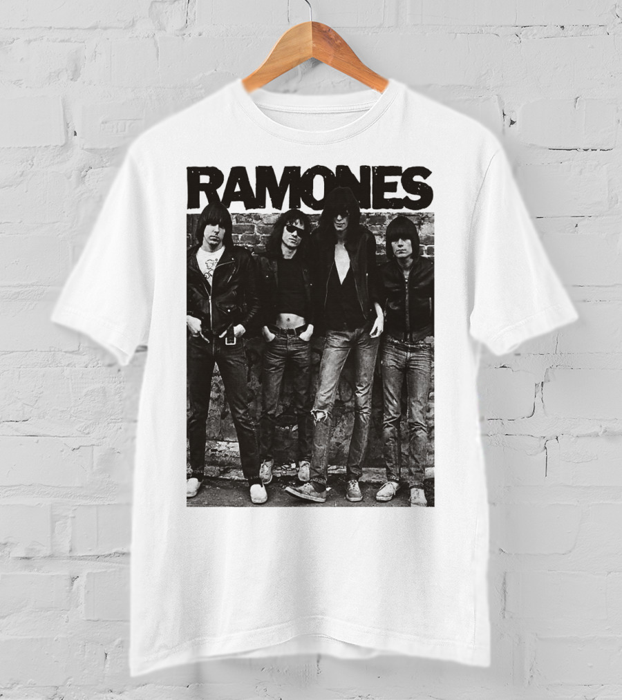 Ramones Black And White Band Photo Iconic Punk Rock Group T-Shirt